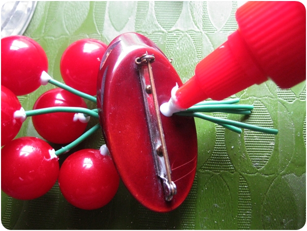 how to fix a bakelite cherry brooch