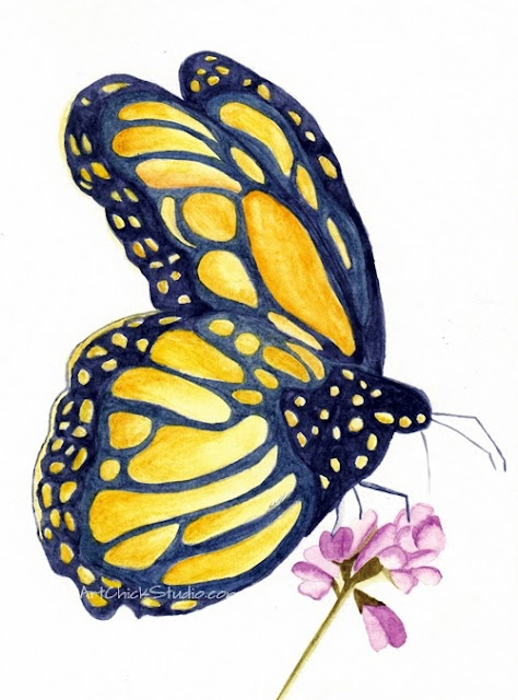 Orange Yellow Butterfly Watercolors