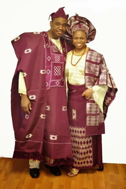 african clothing couples burgundy attire oke aso cream traditional nigerian dresses wear styles outfits africa ankara zone latest creative momoafrca