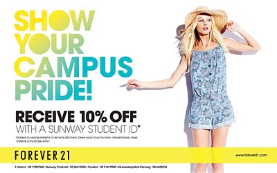 ... students, from now on receive 10% off whenever you shop at Forever 21