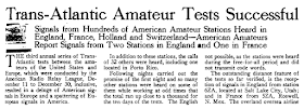 Tran-Atlantic Amateur Tests Successful