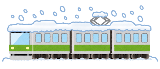 雪で止まる電車のイラスト