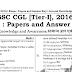 SSC CGL 2016 Tier-1 General Awareness (GK) Questions Compilation in PDF