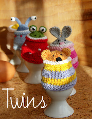 knitted eggcosy, knitted bear, knitted bunny knitted toy