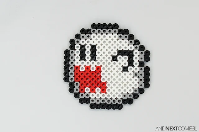 Super Mario World ghost boo perler bead craft from And Next Comes L