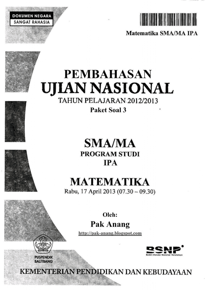 Pembahasan Soal Un Matematika Program Ipa Sma 2013 Trik Superkilat Paket 3 Sch Paperplane