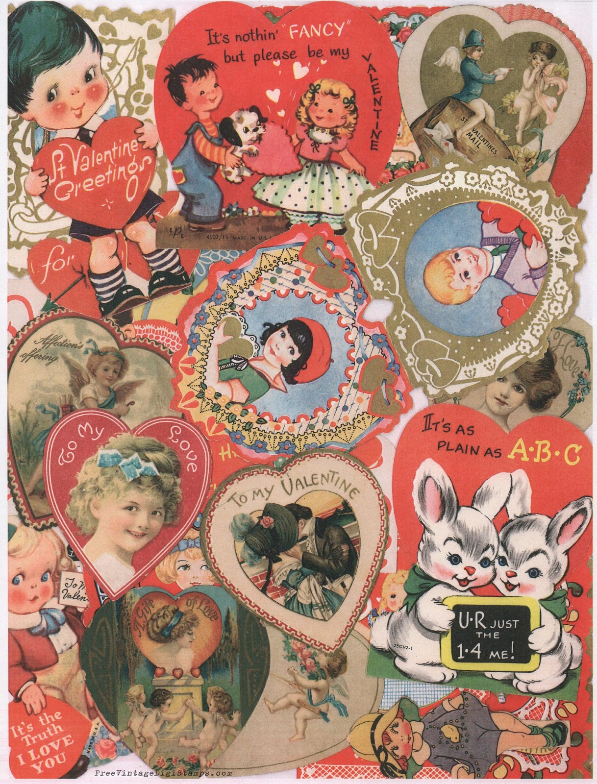  FREE ViNTaGE DiGiTaL STaMPS Free Printable Vintage Valentine Collage