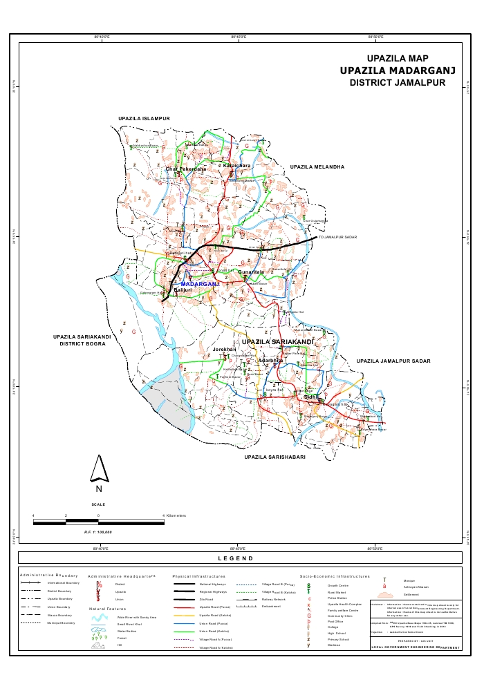 Madarganj Upazila Map Jamalpur District Bangladesh