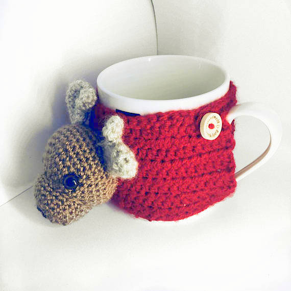 reindeer mug cozy Crochet pattern