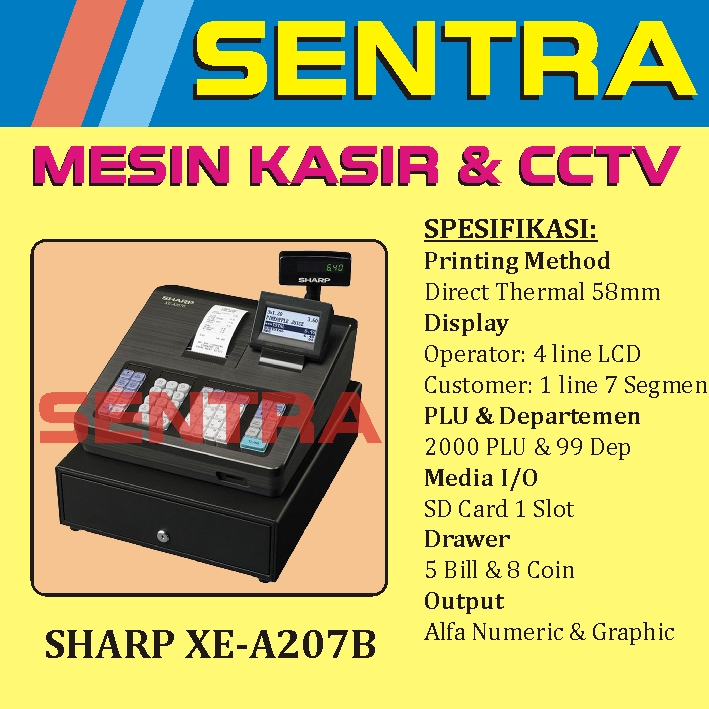 Jual Cashregister SHARP XEA207 Mesin Kasir Malang