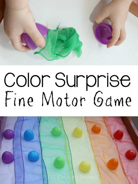 Use everyday items to create a color game for preschool kids!