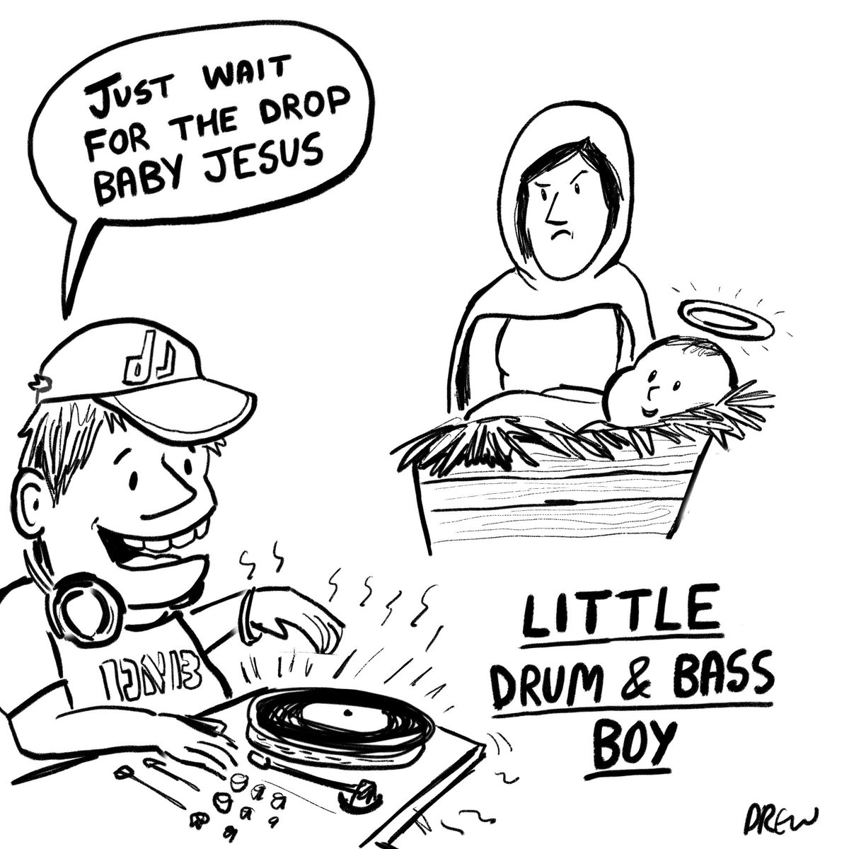 Cartoons I Drew Advent 19 Little Drum and Bass Boy