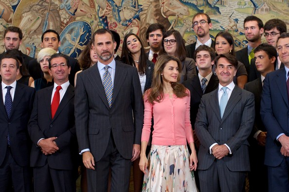 Crown Prince Felipe of Spain and Crown Princess Letizia of Spain attend several audiences at Zarzuela Palace