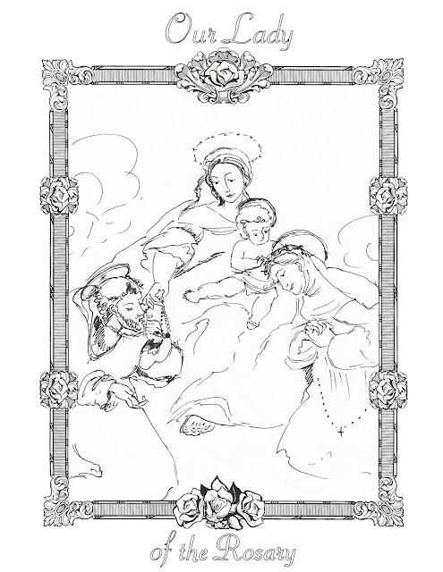 Life, Love, & Sacred Art: FREE Our Lady of the Rosary Coloring Page