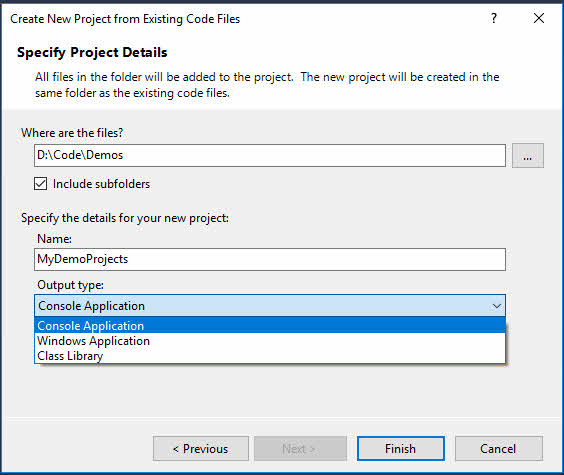 Visual Studio Productivity Tips: Create a project from existing code