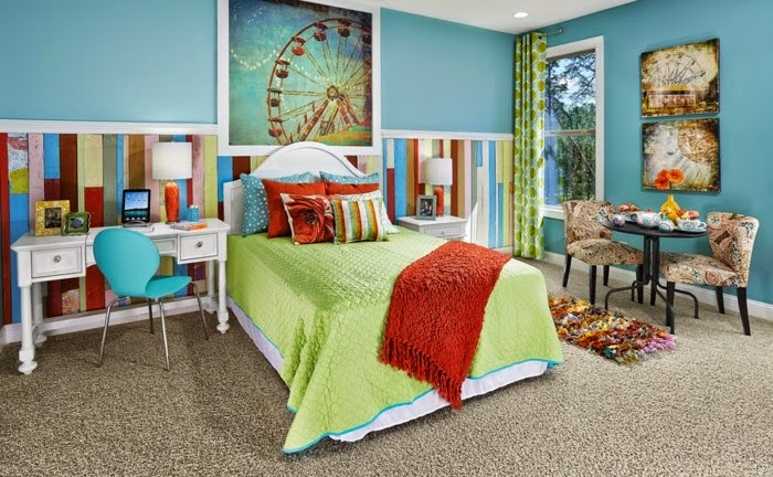 Habitación en verde y azul - Ideas para decorar dormitorios