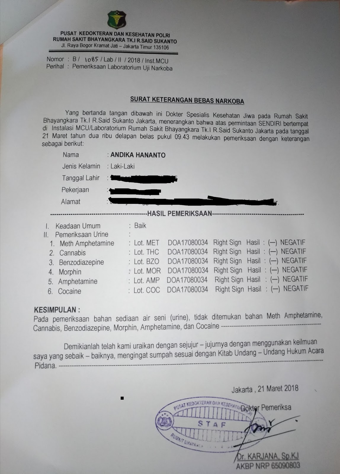 Andika Hananto Pengalaman Membuat Surat Keterangan Bebas