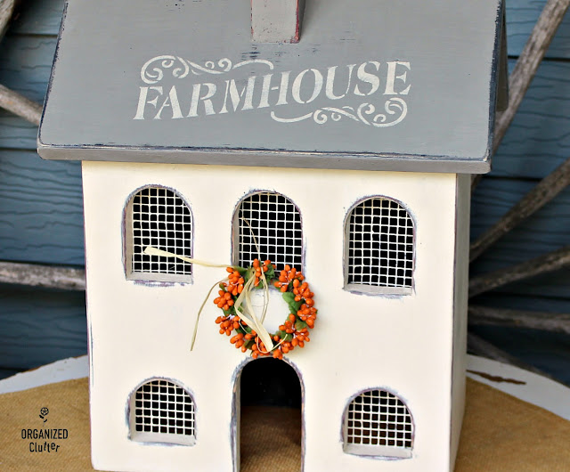 Primitive Country Salt Box House To Upcycled Farmhouse #stencil #farmhousestyle #farmhousedecor #upcycle