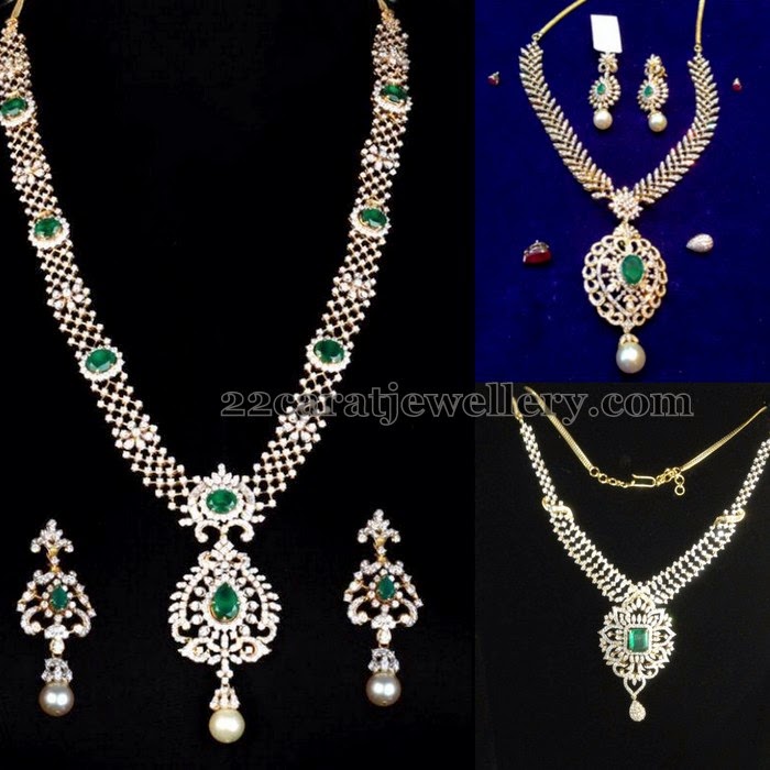 Diamond Emerald Sets 5 to 6 Lakhs Range - Jewellery Designs