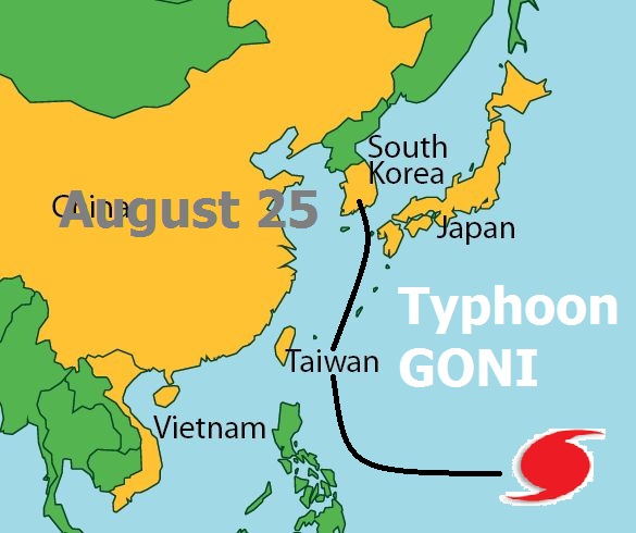 Typhoon Goni Track forecast Pacific Ocean August 2015 South Korea