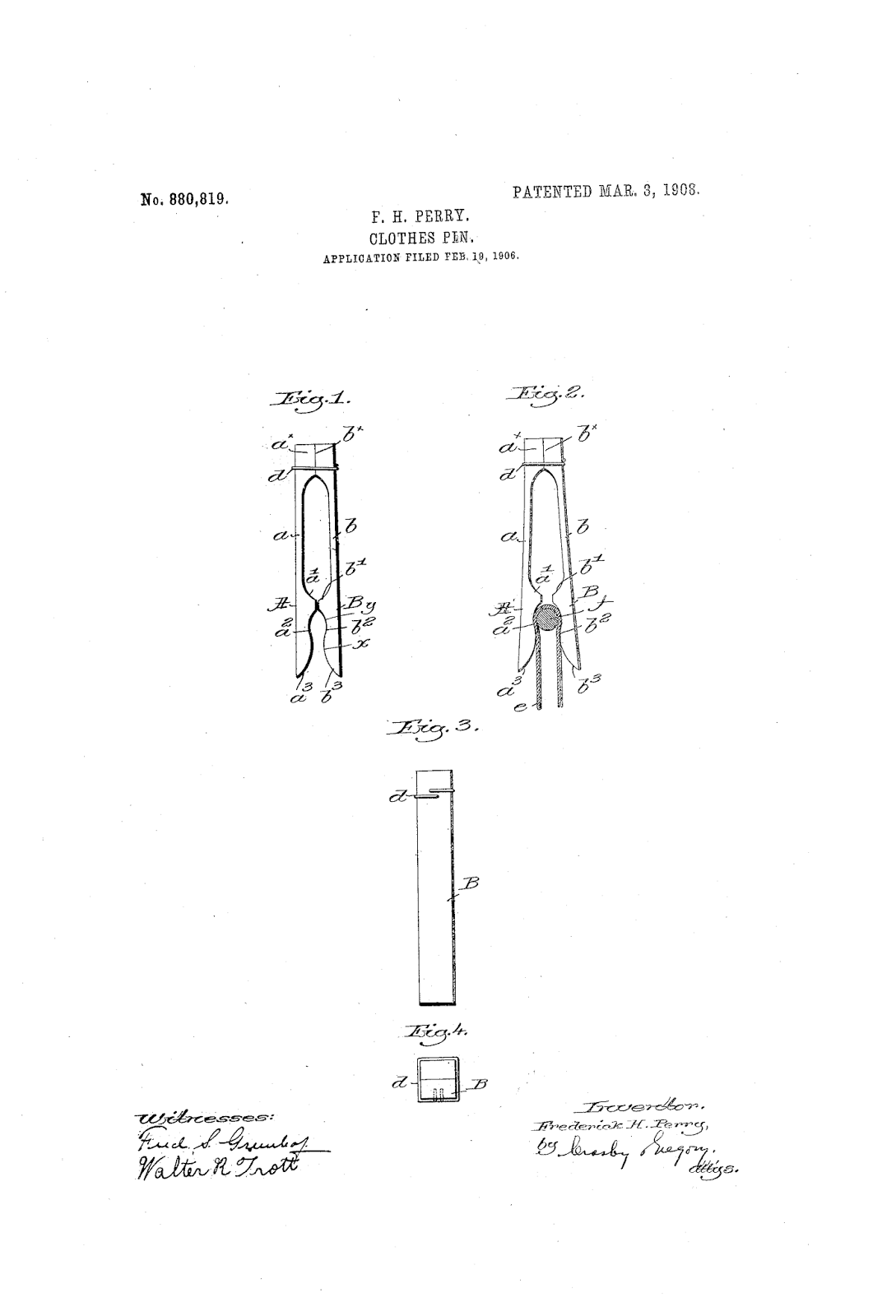 Vintage Clothespins Patent Drawings