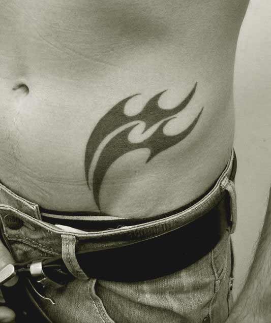 Best Tribal Aquarius symbol tattoo design on stomach