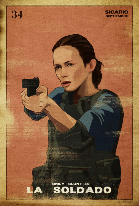 Posters de la película Sicario simulando cartas de lotería TVCinews