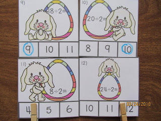 Clip It Easter Bunny Division by 2 Task Cards