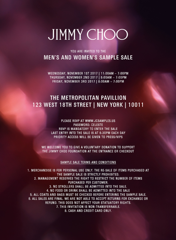 The Official Jimmy Choo Sample Sale Invite Madison Avenue Spy