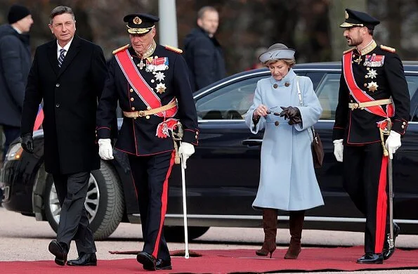 President Borut Pahor arrived in Oslo. Queen Sonja, Crown Prince Haakon and Crown Princess Mette-Marit at gala dinner