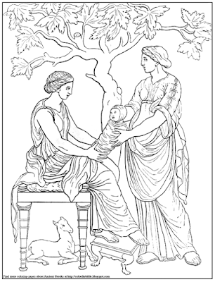Greek mother and child coloring page | Color The Bible