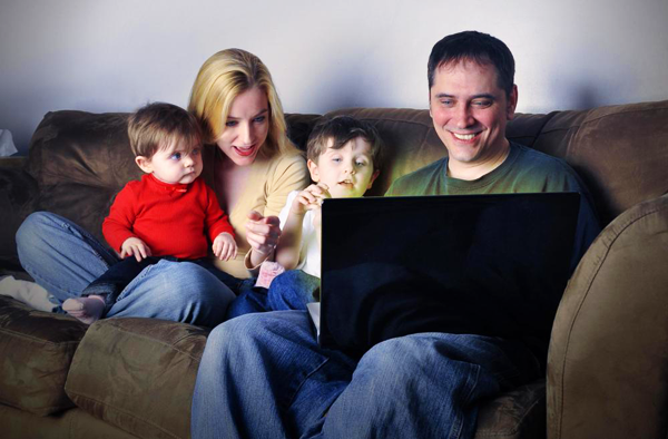 Family using internet