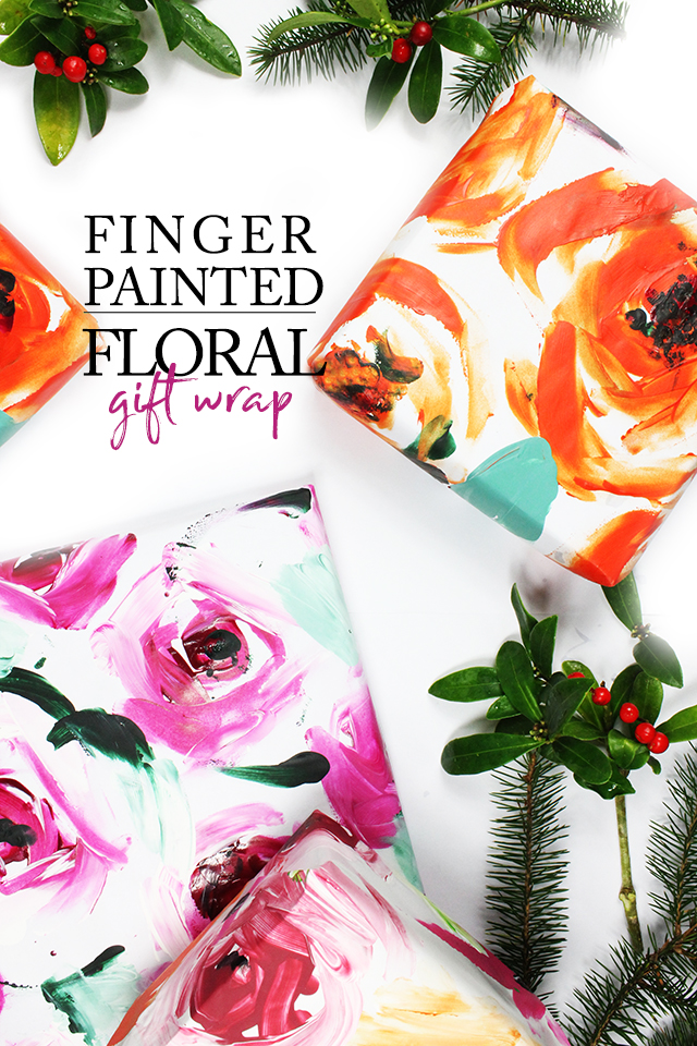 finger painted wrapping paper