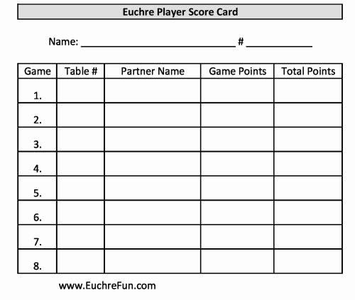 16 Player Euchre Rotation Chart