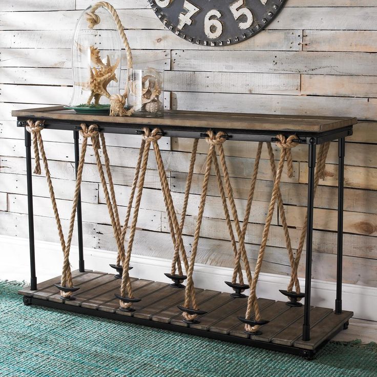 Rope and boat cleat credenza table