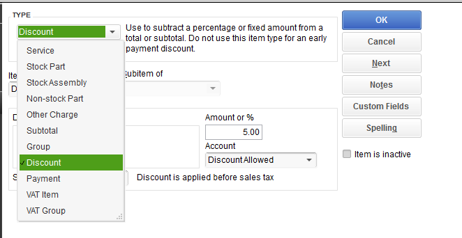 How to treat discount on invoice in QuickBooks