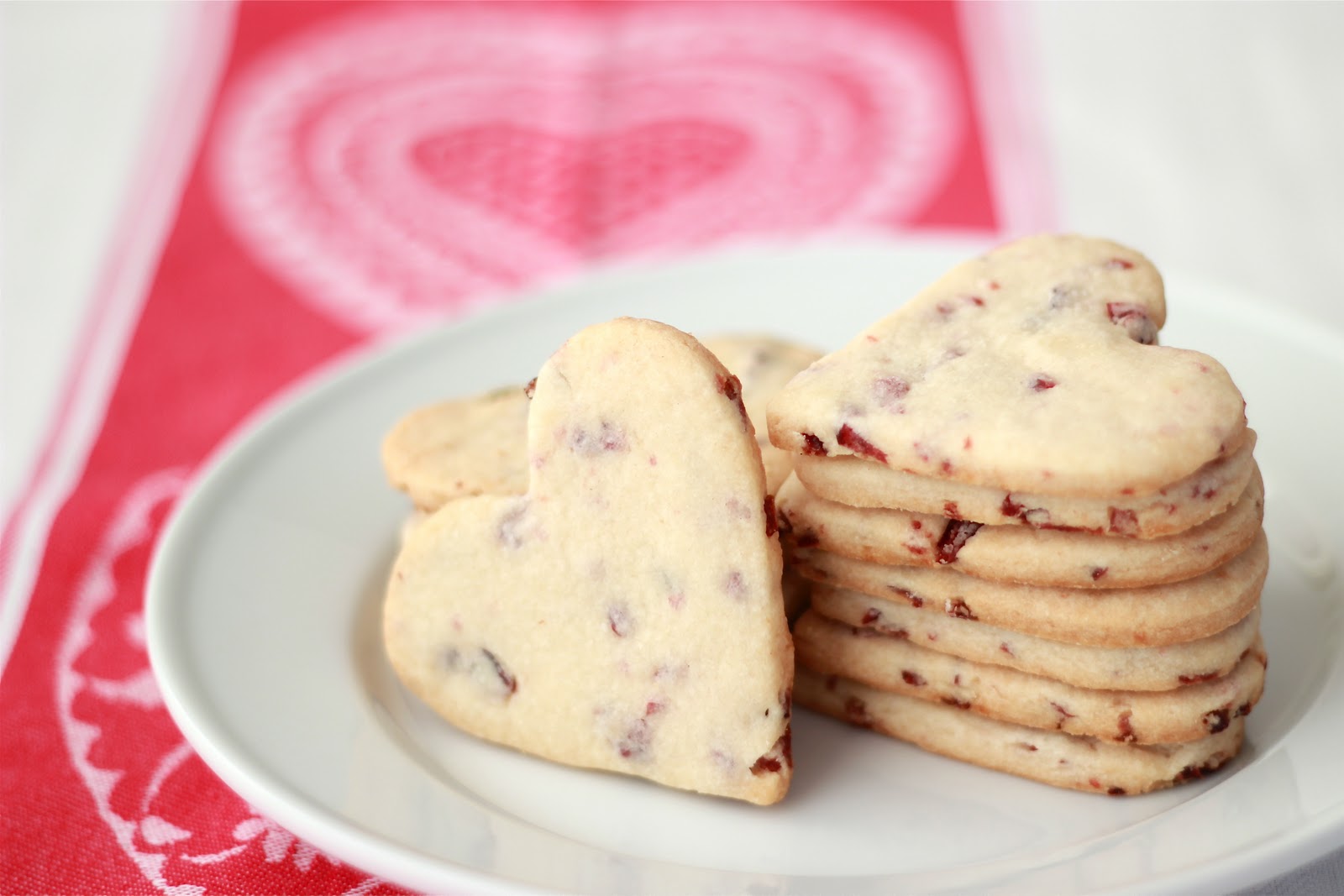 Cherry Almond Shortbread Heart Cookies Valentine's Day Cookies - Jenny...