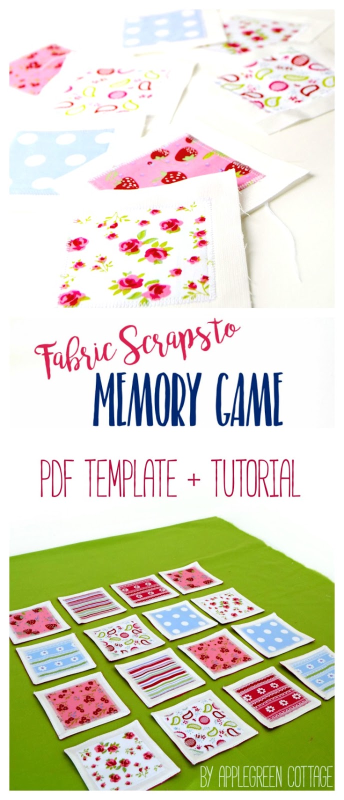 Tutorial Fabric Matching Scraps Memory Game for Kids AppleGreen Cottage