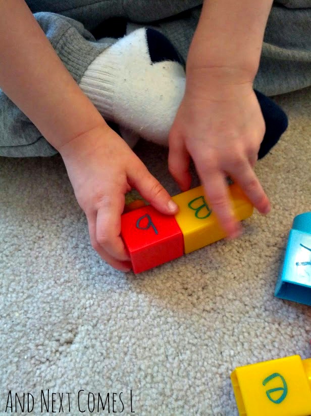 Literacy activities using Mega Bloks: matching uppercase and lowercase letters from And Next Comes L