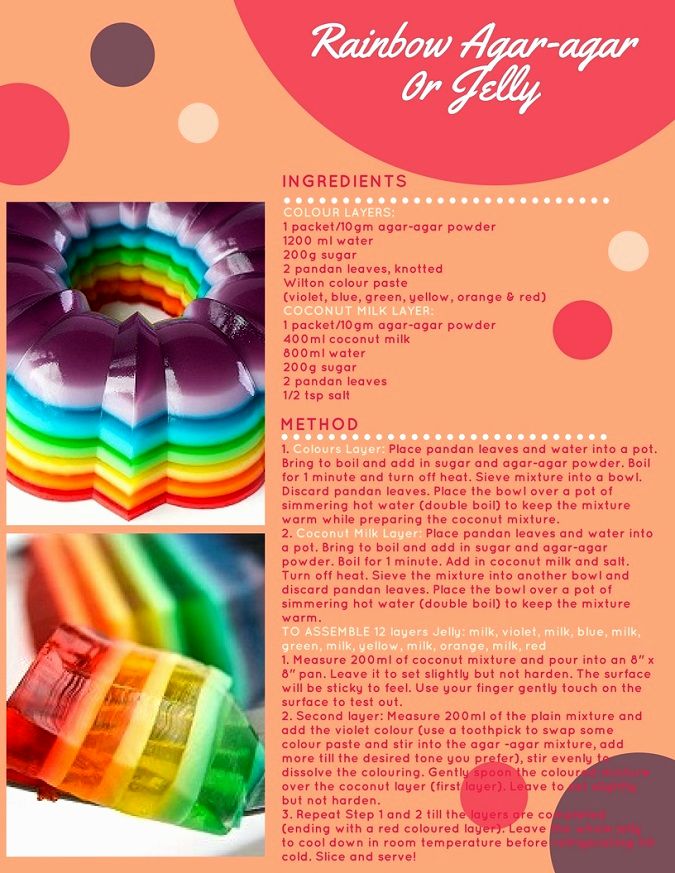 PUDDING/JELLY RAINBOW AGAR-AGAR/JELLY RECIPE