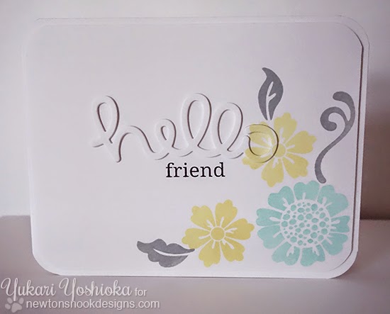 Hello Friend flower card by Yukari Yoshioka | Fanciful Florals Bold Flower Stamp set by Newton's Nook Designs
