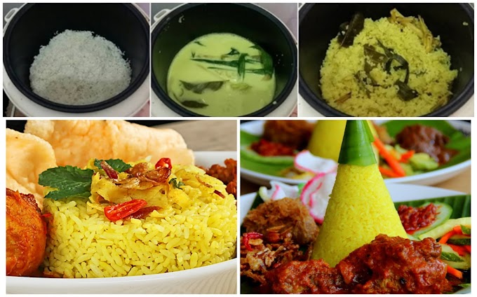 Resep Nasi Kuning Komplit Super Praktis Pakai Rice Cooker