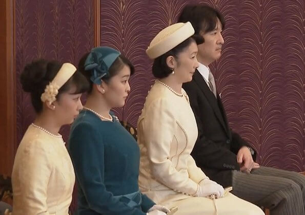 Emperor Naruhito, Empress Masako, Crown Prince Fumihito, Crown Princess Kiko, Princesses Kako, Mako, Nobuko, Akiko, Yoko, Hisako and Tsuguko