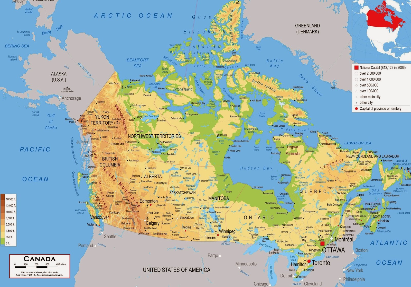Топографическая карта канады