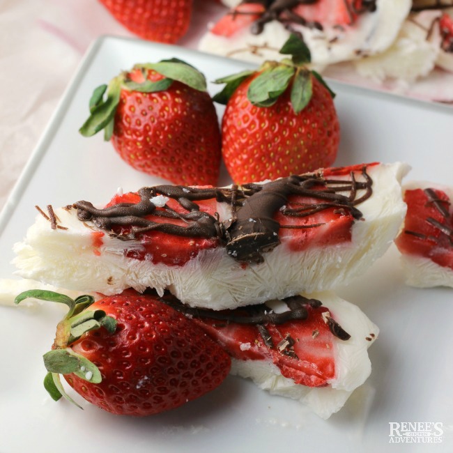 Frozen Strawberry Chocolate Yogurt Bark