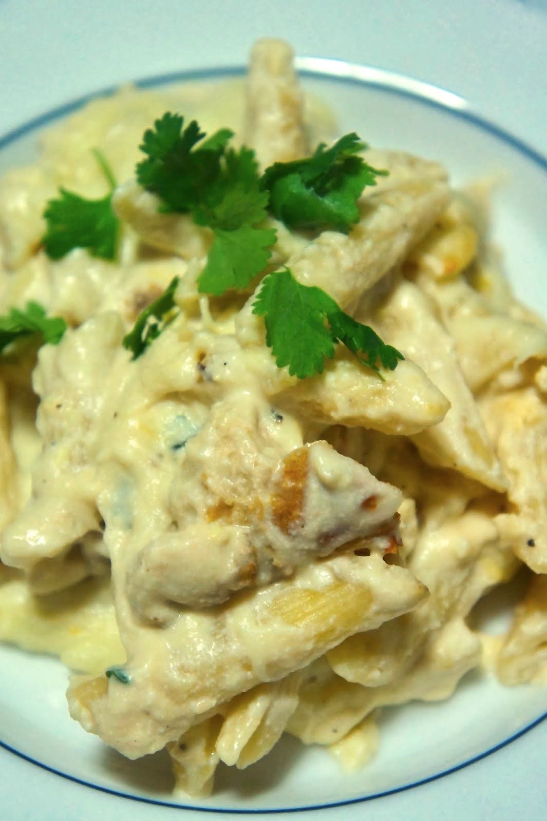 Savory Sweet and Satisfying Three Cheese Chicken Alfredo Bake