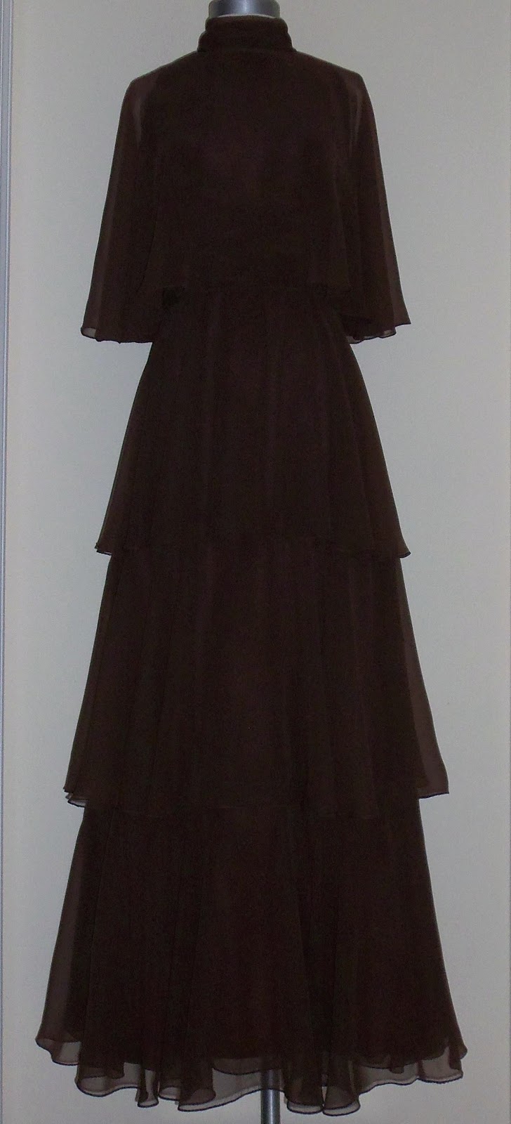 Thrifty Chic Shop Vintage Brown Tiered Gown by Saks Fifth Ave
