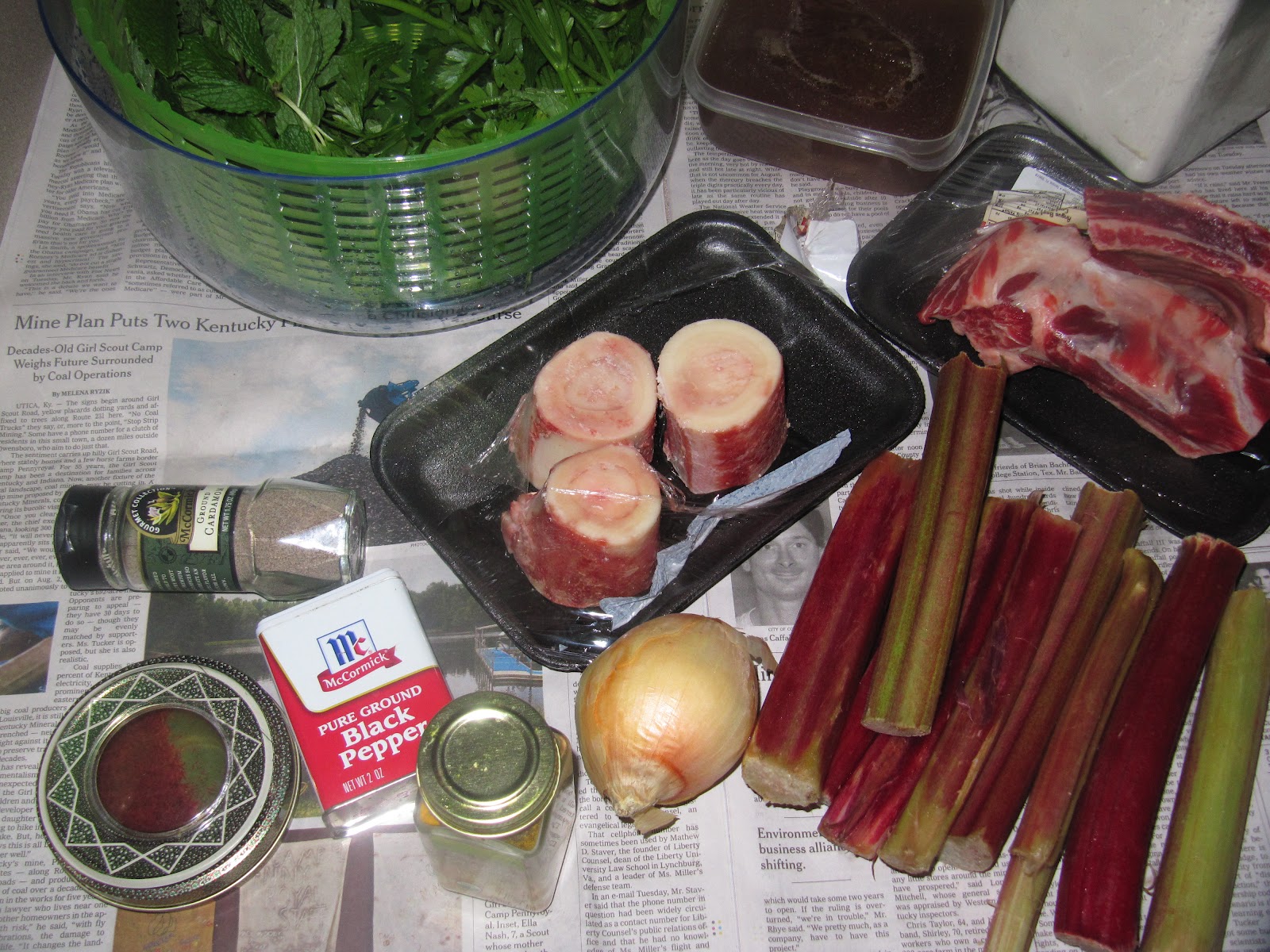 Persian rhubarb, parsley and mint stew
