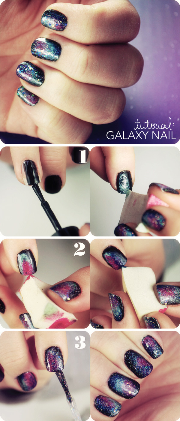 Simple StepbyStep Galaxy Nail Manicure Tutorial  Beauty Tutorials