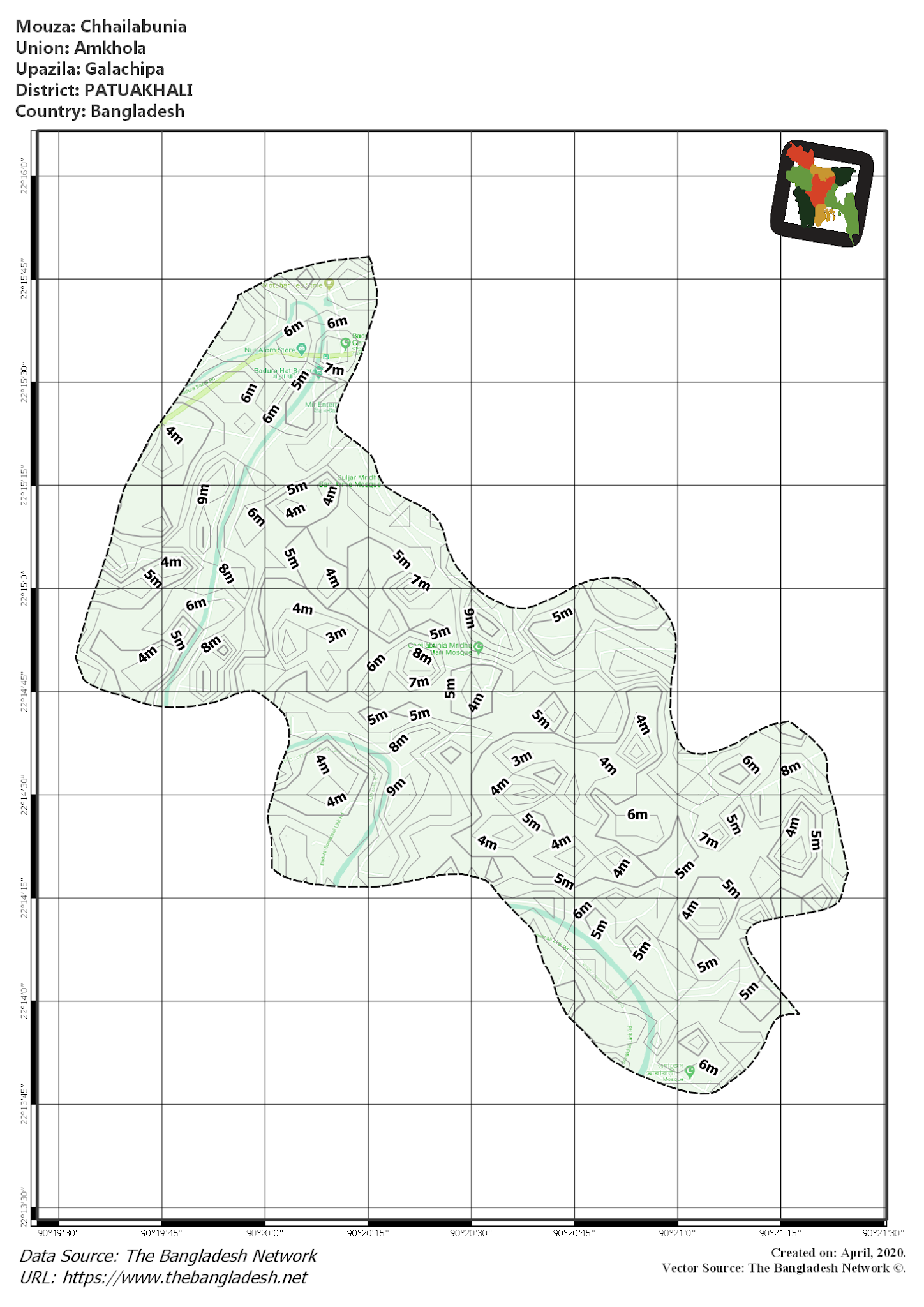Map of Chhailabunia Mouza of Galachipa Upazila, PATUAKHALI Map of Chhailabunia Mouza of Galachipa Upazila, PATUAKHALI, Bangladesh.